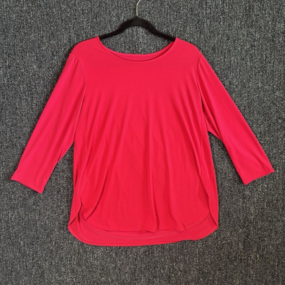 Susan Graver Modern Essentials Pink 3/4 Sleeve Tunic Women's Size M Liquid Knit